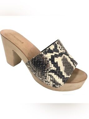 Jeffrey Campbell Dlight Snakeskin Leather Wooden Platform Heeled Sandals 9.5